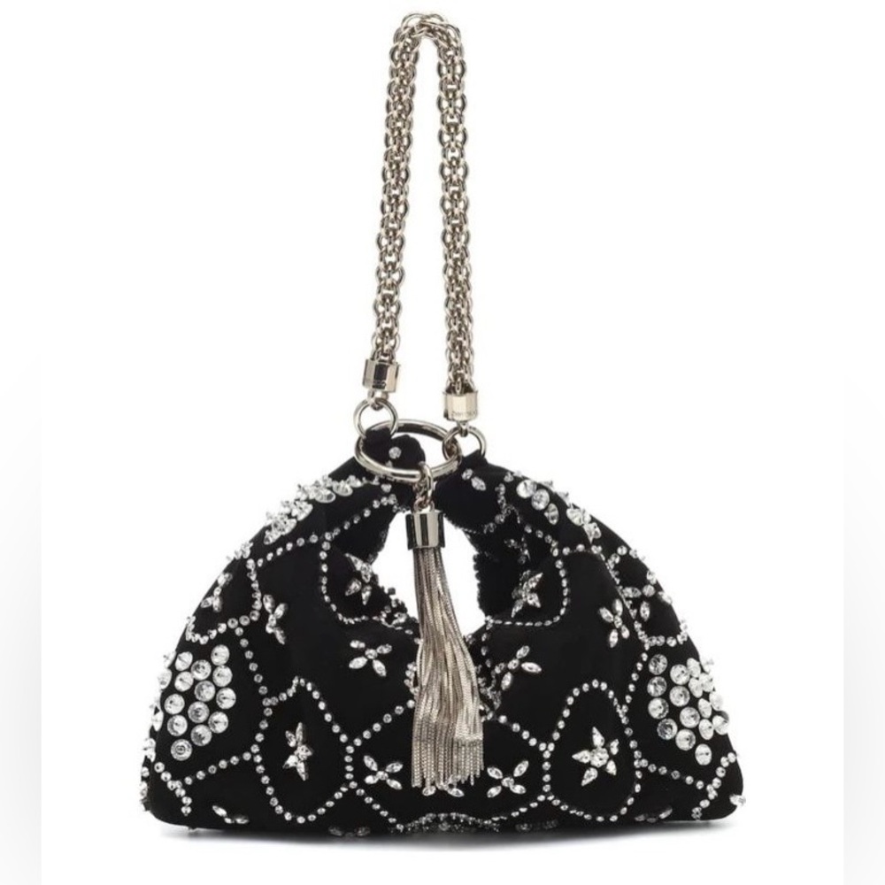 Jimmy Choo Callie Crystal-Embellished Suede Clutch